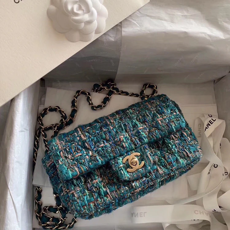 Плетеная сумка Chanel CF - темно-синяя