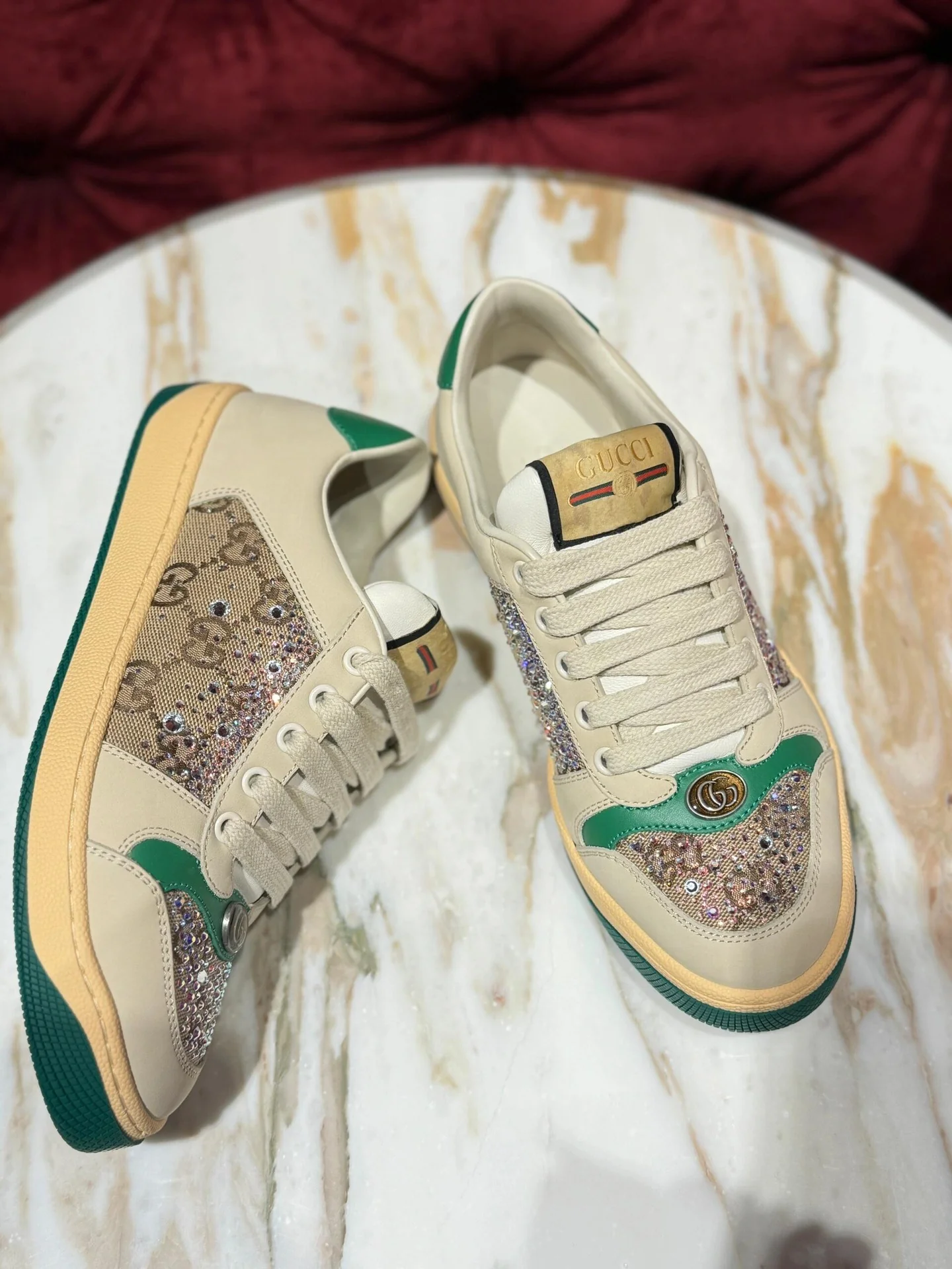 Скейтбордические кроссовки Gucci 2024 Diamond-Edge - белые