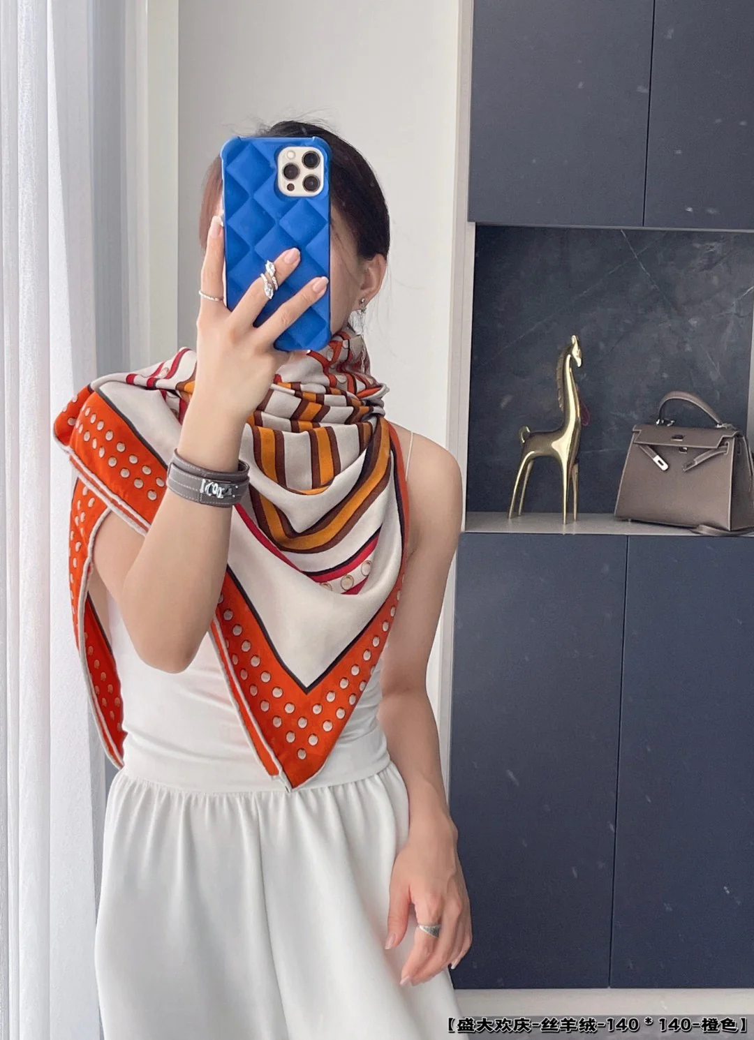 Шелковый кашемировый шарф Hermes Grand Celebration - 2 шт.