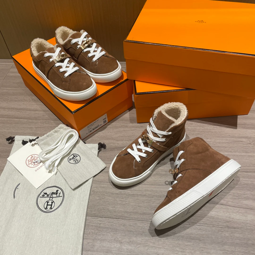 Высокие шерстяные кроссовки Hermes Kelly, низкие кроссовки унисекс, коричневые