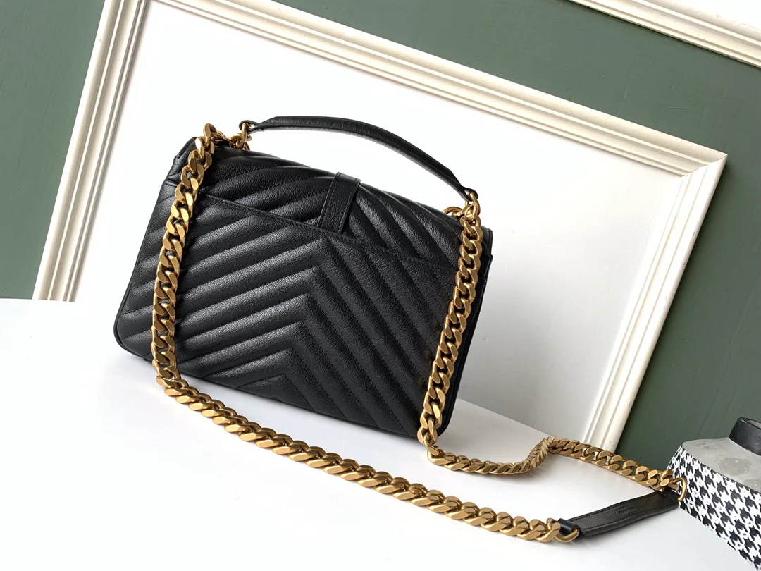 Сумка-мессенджер YSL Mormont - Маленькая - Черная с золотой пряжкой