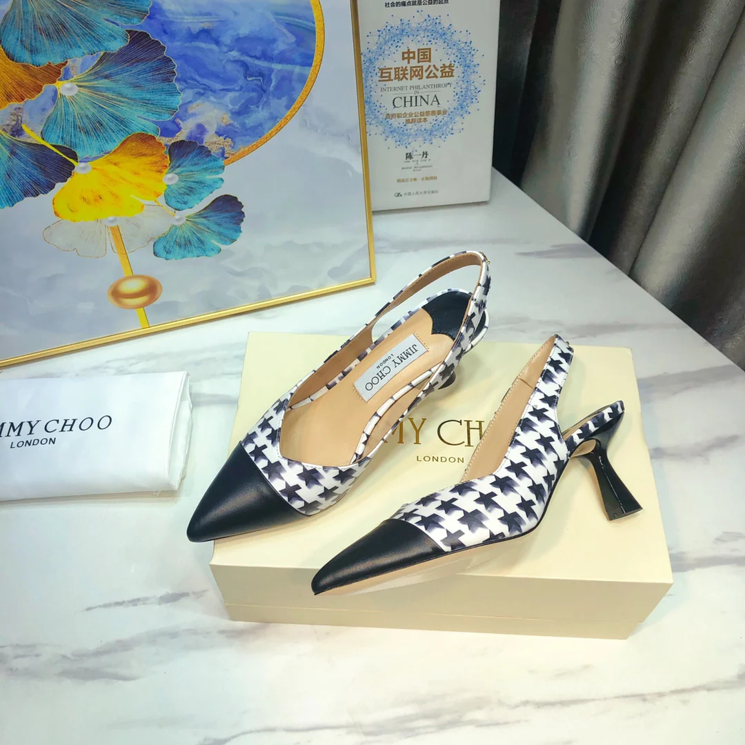 Сандалии на низком каблуке Jimmy с узором ?гусиная лапка?