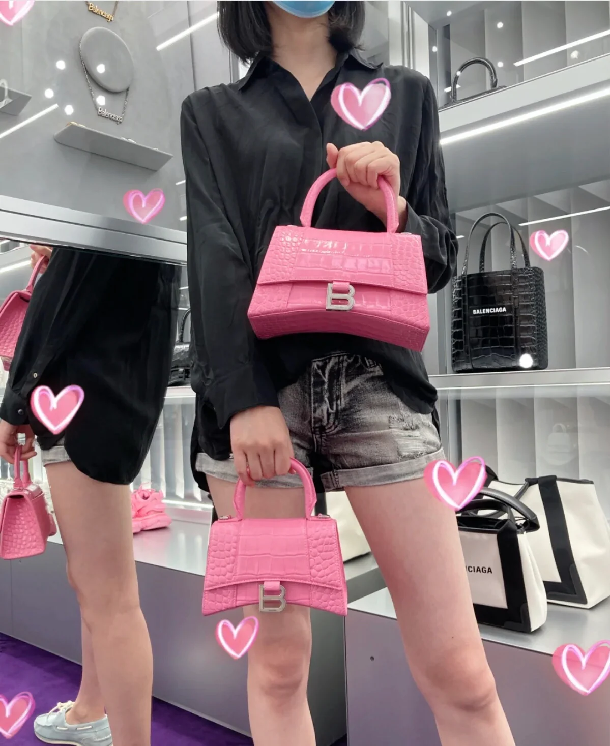 Balenciaga - Сумка ?Песочные часы? - Розовая крокодиловая кожа