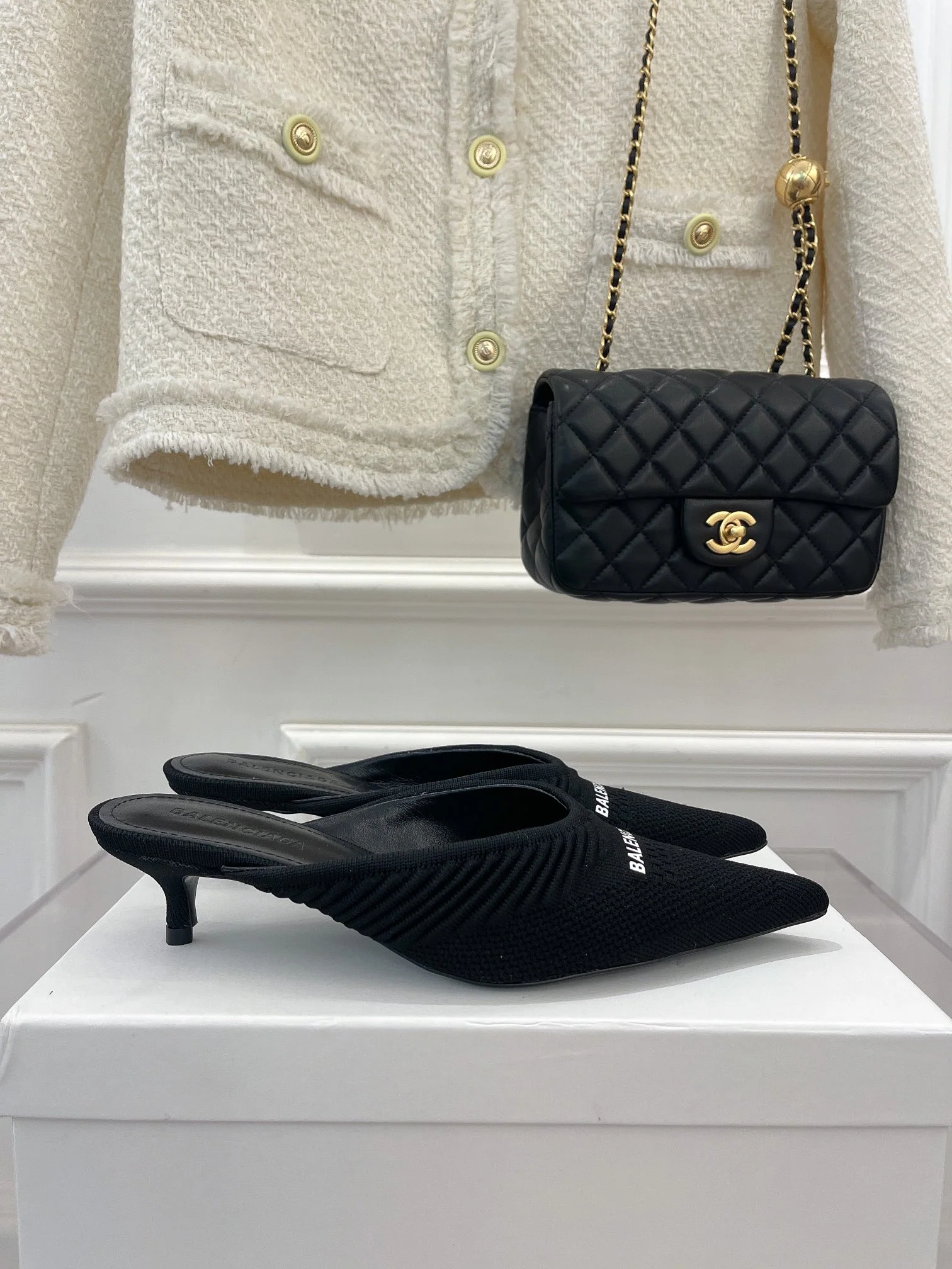 Balenciaga - Трикотажная ткань - Сандалии на низком каблуке - Черные