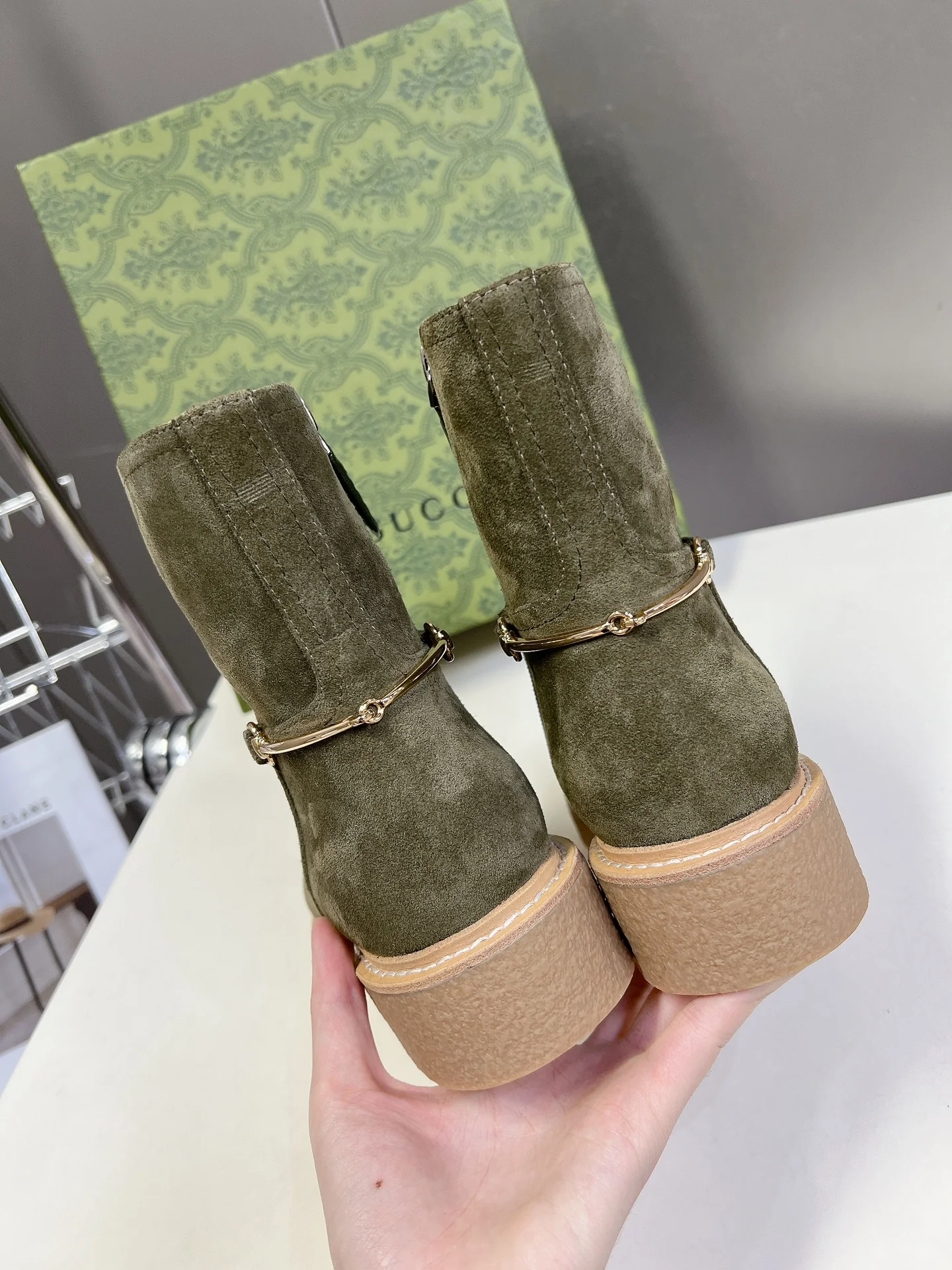 Ботинки для верховой езды Gucci 2024 - темно-зеленые - 1