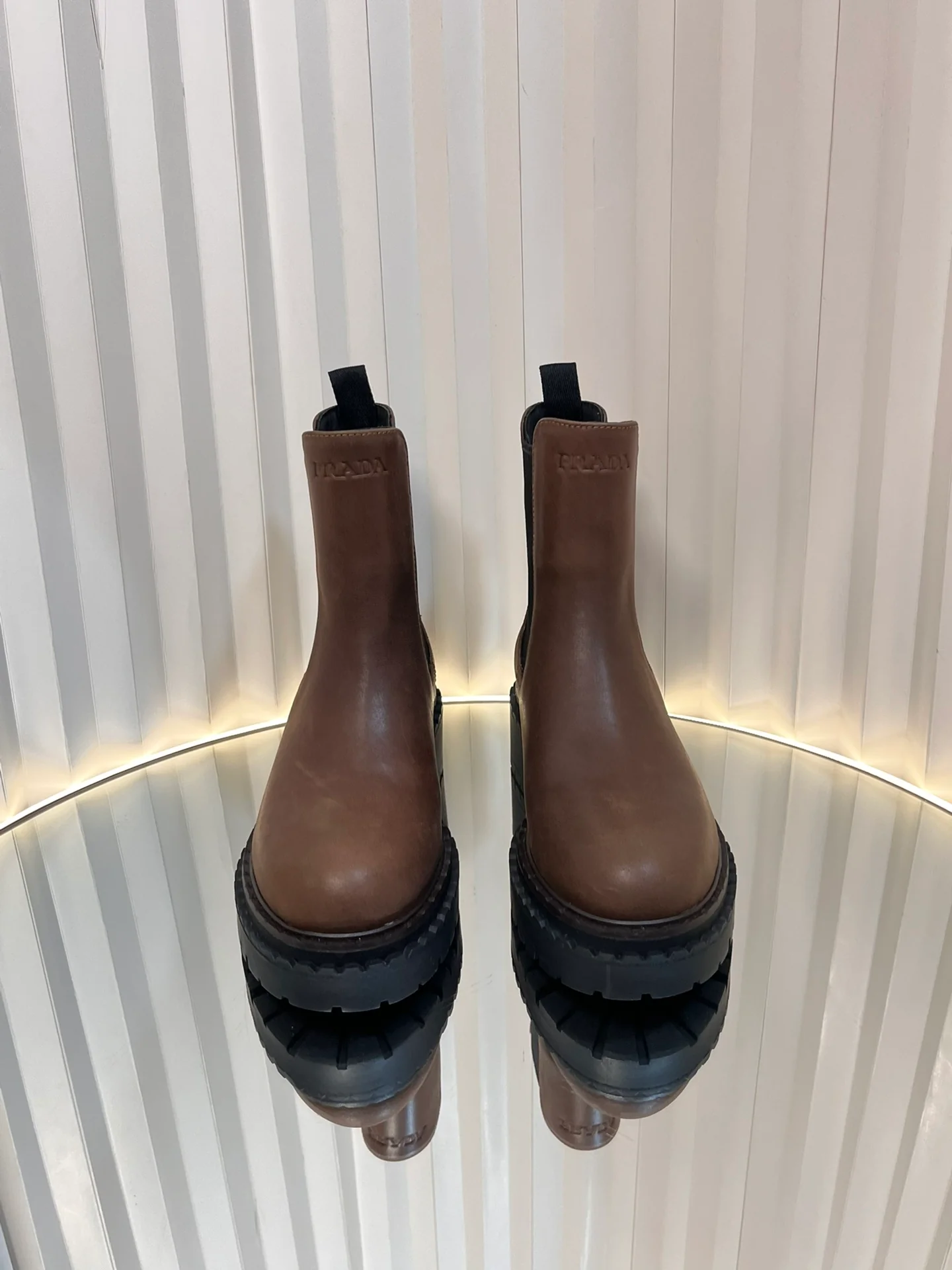 Кожаные ботильоны Prada 2024 - Кофейно-коричневый