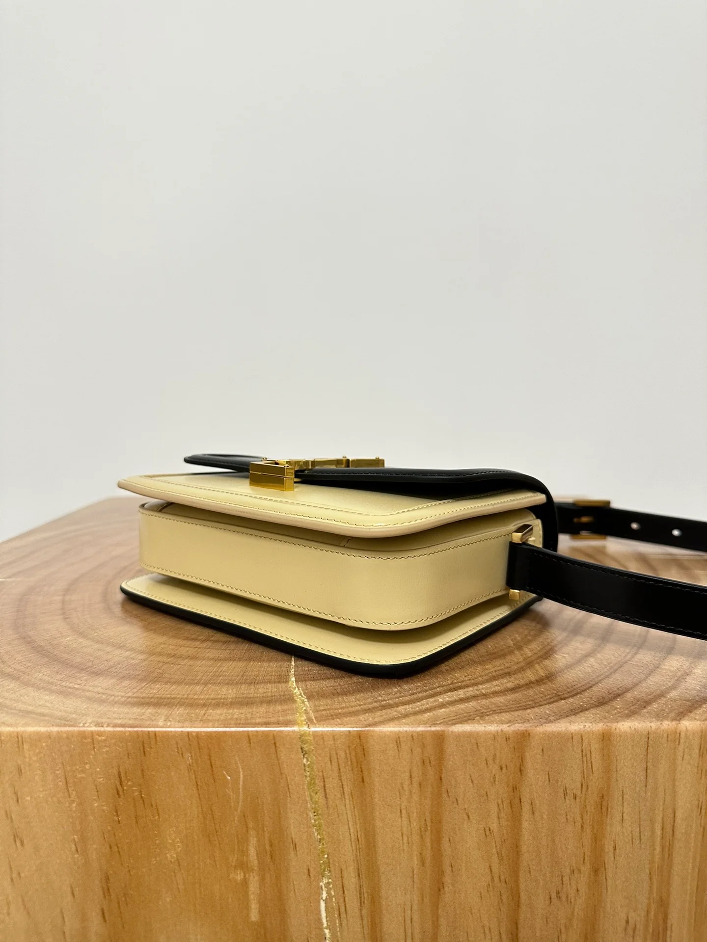 YSL Box Saint Laurent Tofu Bun Small Black with Aprilcot Finish