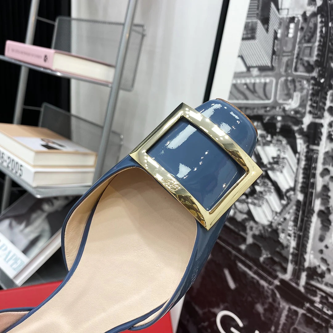 RV-Flat Bottom Hollow Square Toe-Misty Blue