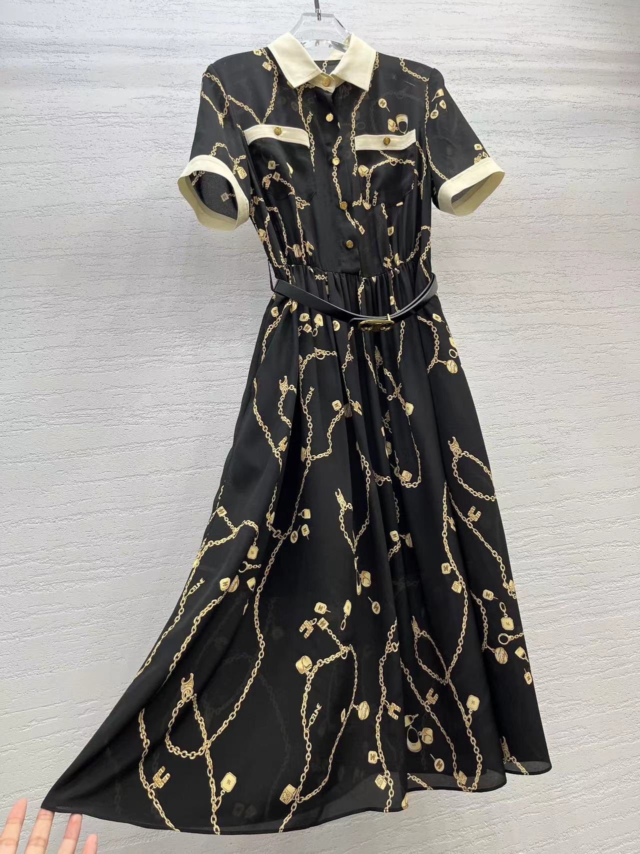 Шелковое платье Celine 2403 в пол с принтом