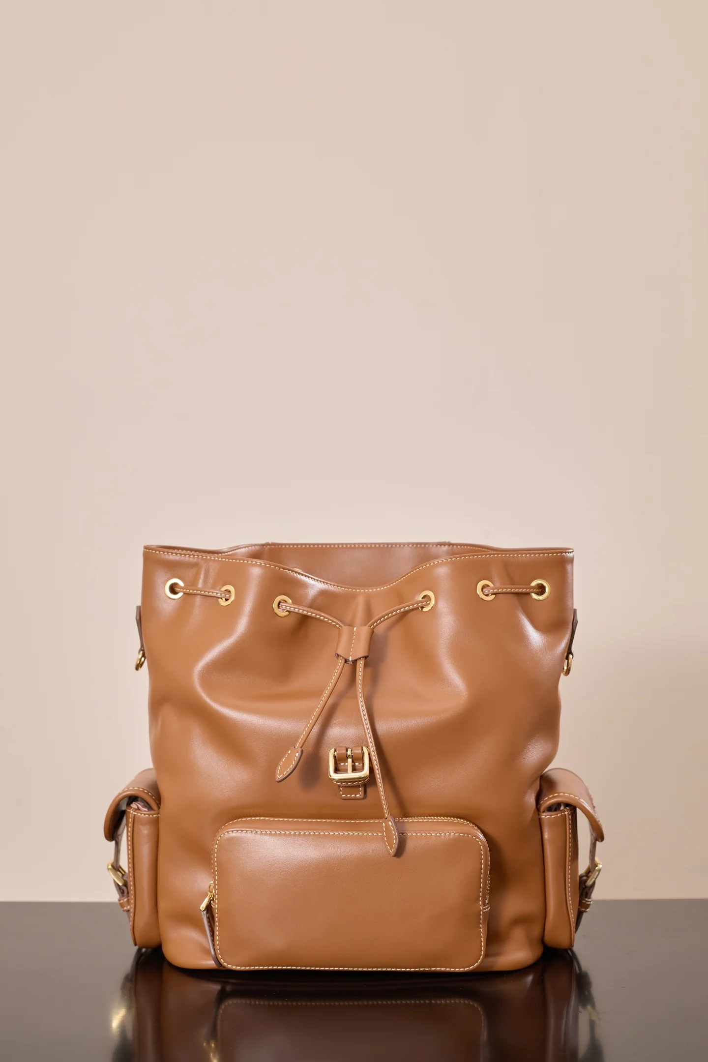 Рюкзак Miu Miu-5bz042m1880 из коровьей кожи - коричневый