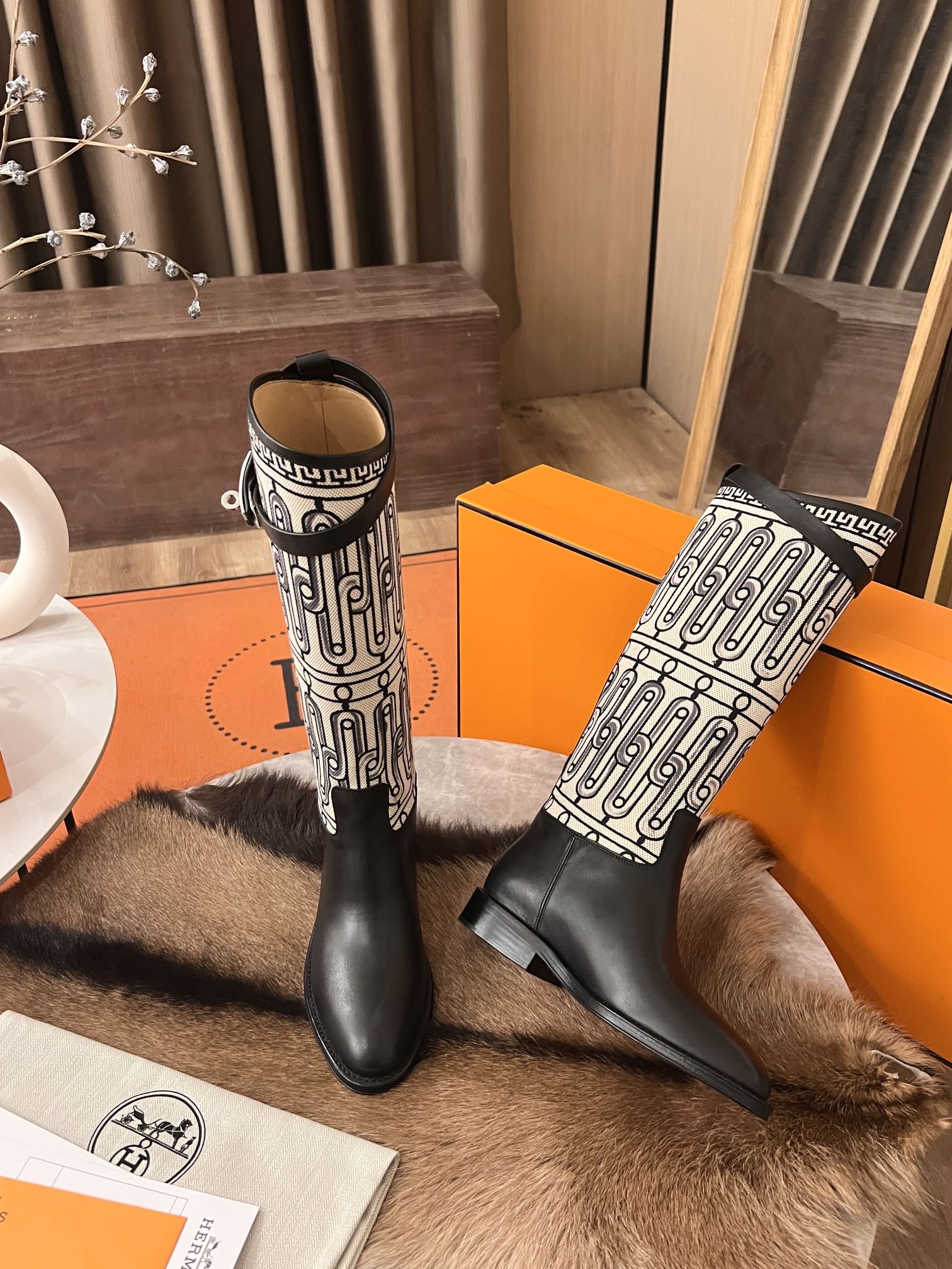 Кожаные сапоги Hermes Rider 2024 - черные