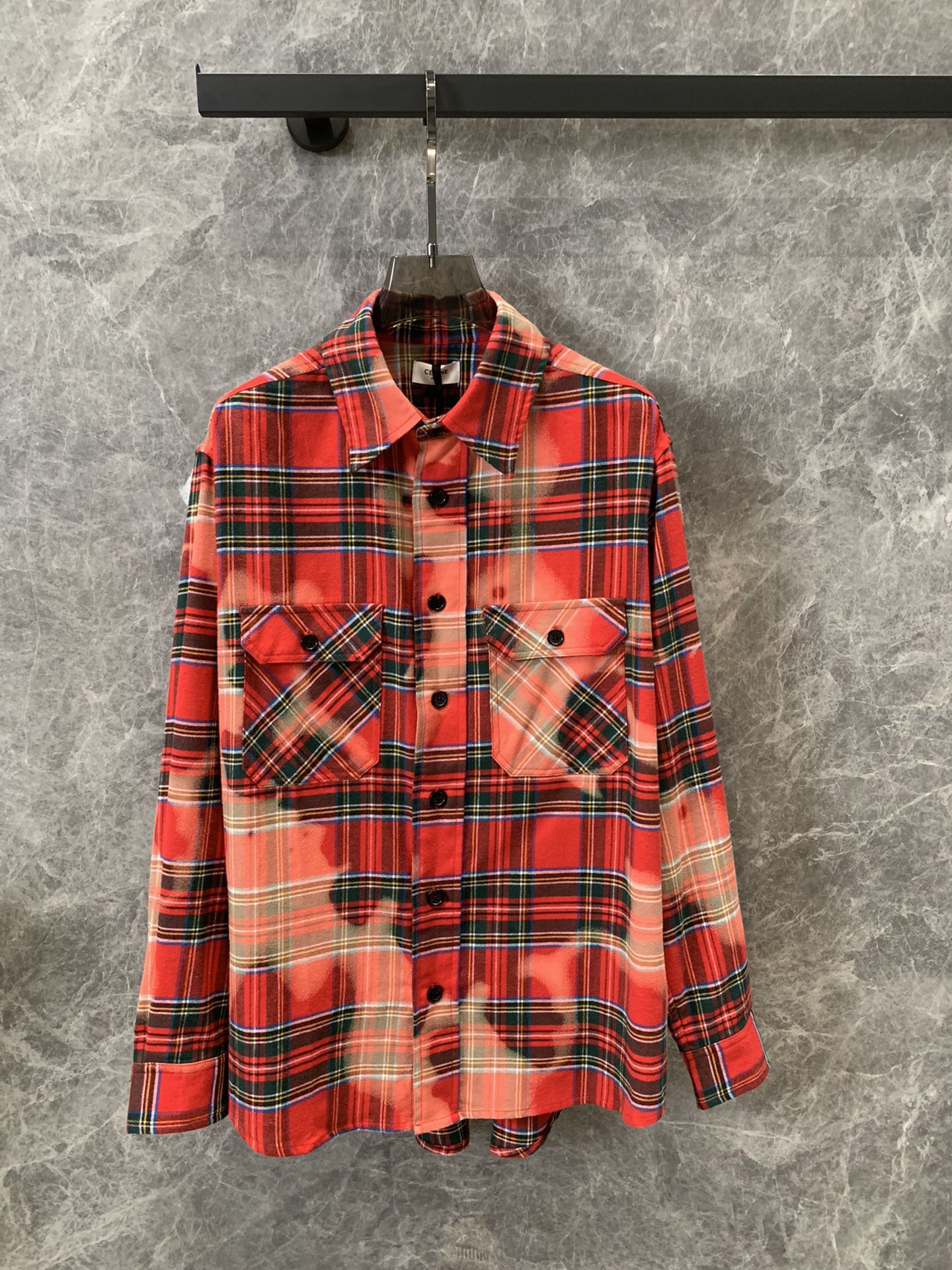 Новая клетчатая рубашка с воротником и длинными рукавами Celine 2404-24ss весна/лето