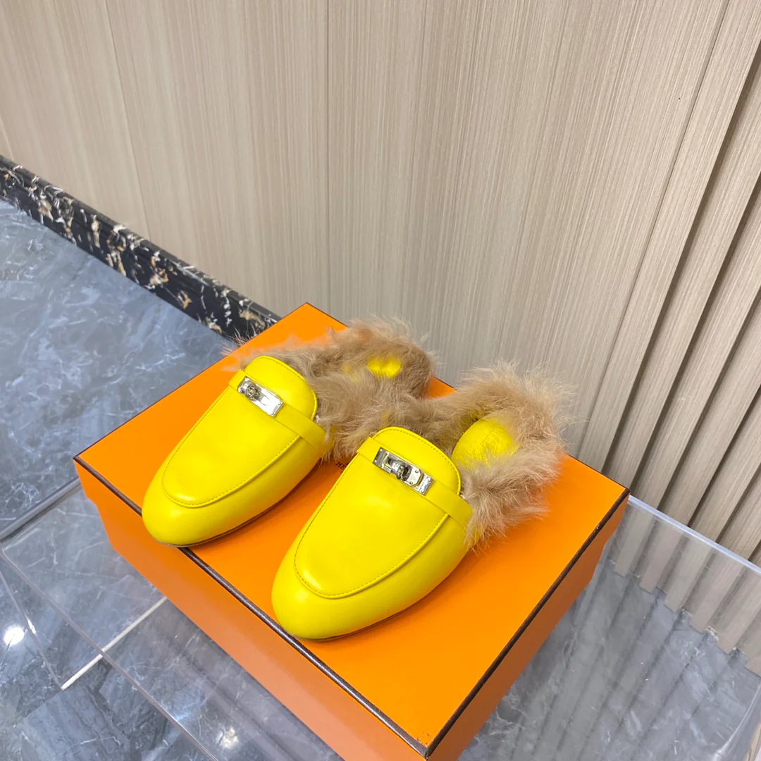 Классические лоферы Hermes - желтые