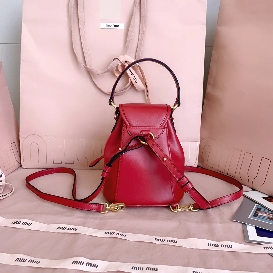 Рюкзак Miu Miu-5bz045 в стиле преппи, мини, красный.