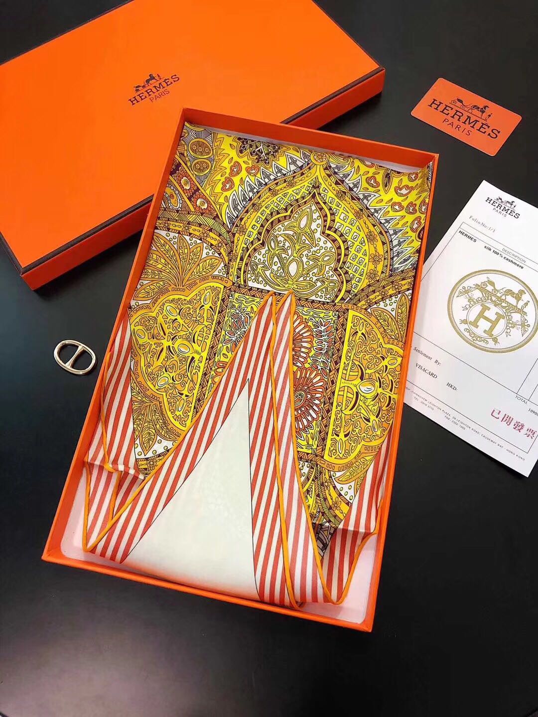 Hermes - Новейший шарф Garden Diamond - 100% - Твиловый шелк - 43-115 см