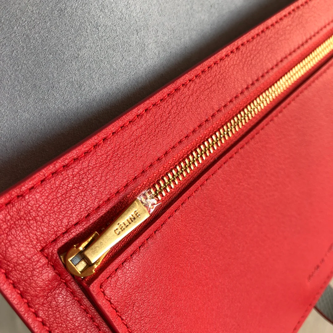 Длинный кошелек Celine - пыльно-голубой и фуксия - с принтом пальм.