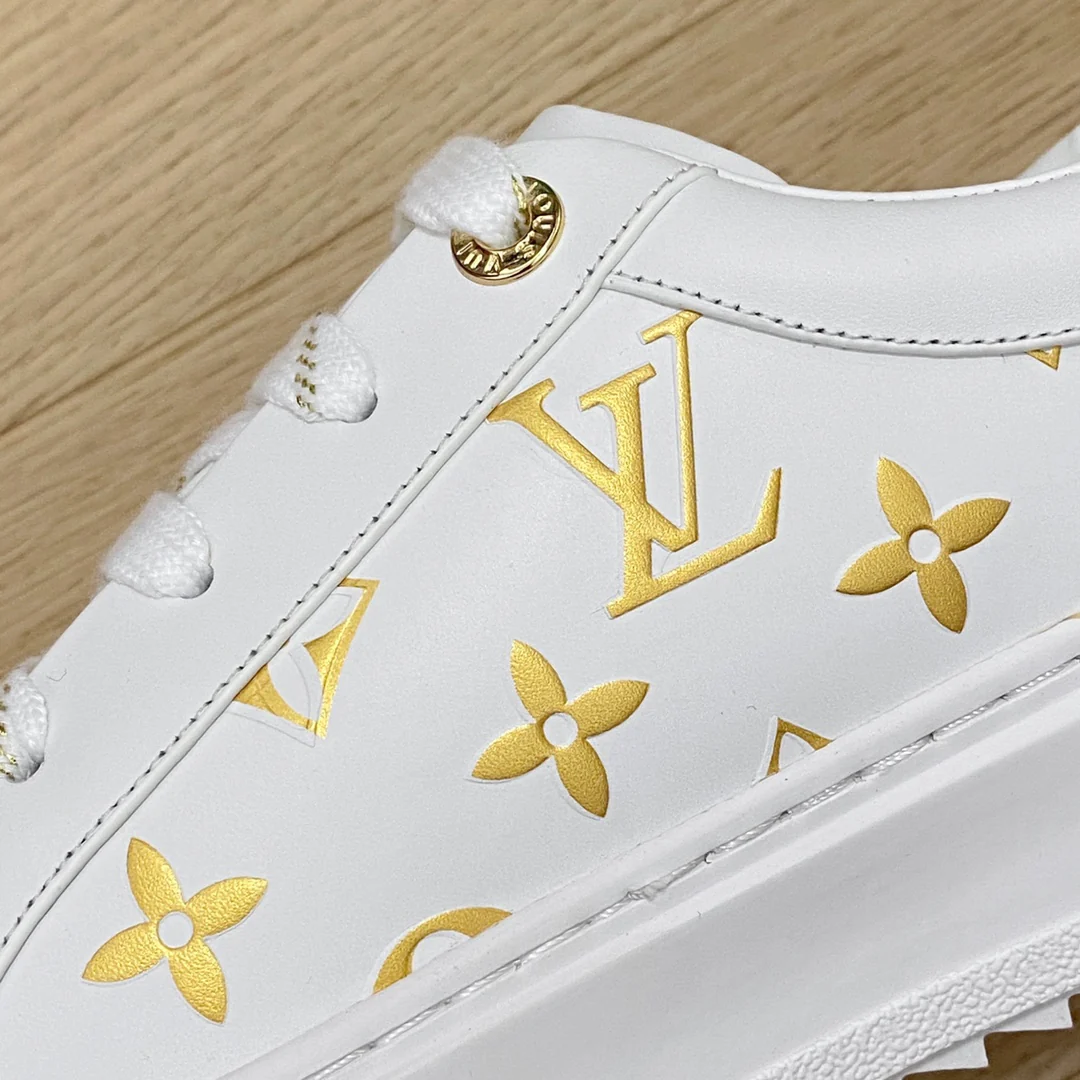 Обувь LV - LV Time Out - белые кроссовки на платформе - золотые