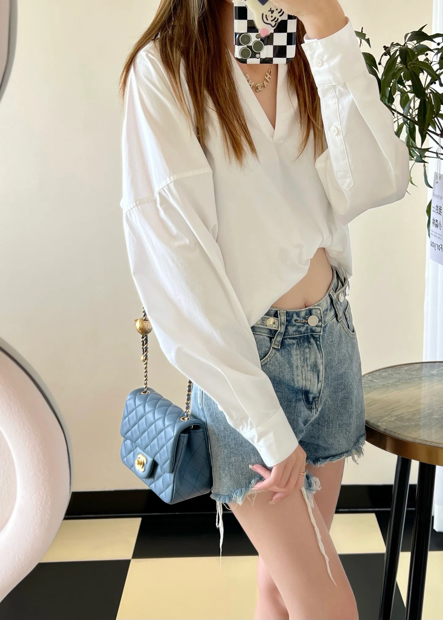 Chanel - CF Golden Ball Square Fat Man - Denim Blue