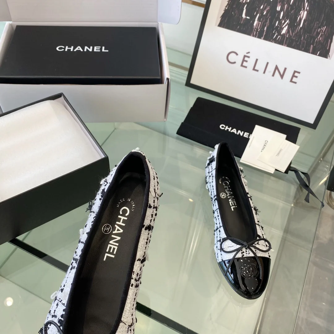 Chanel - Классические балетки - Балетки - Белая клетка