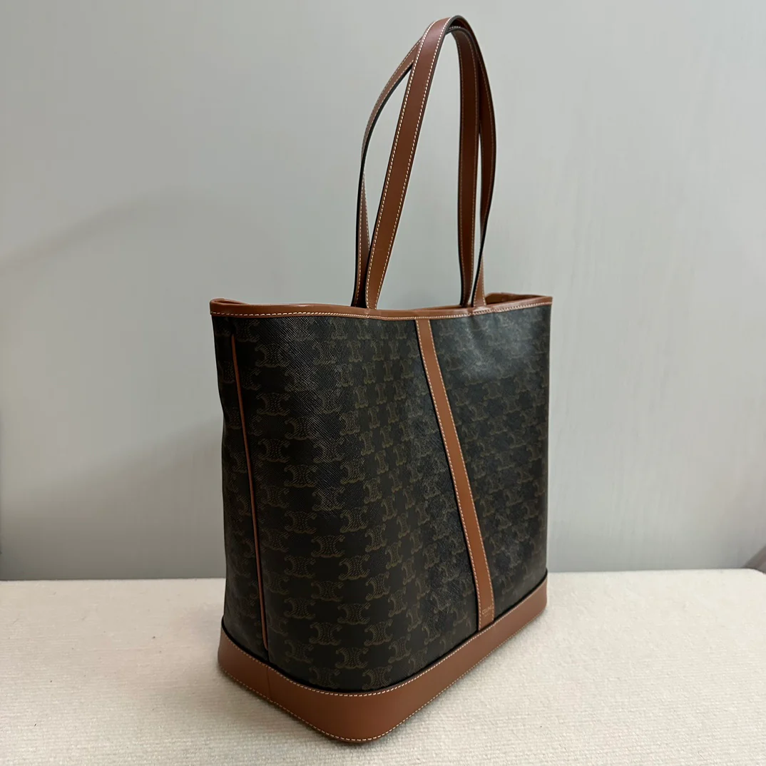 Холщовая сумка Celine Triomphe - желто-коричневая