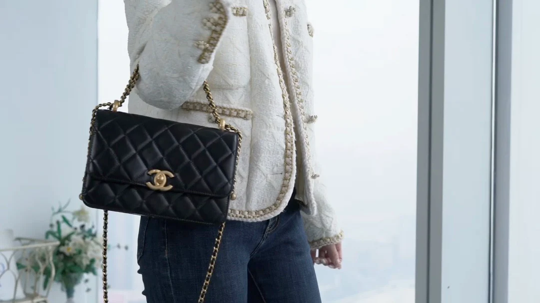 Chanel 24c Double Gold Ball CF Black