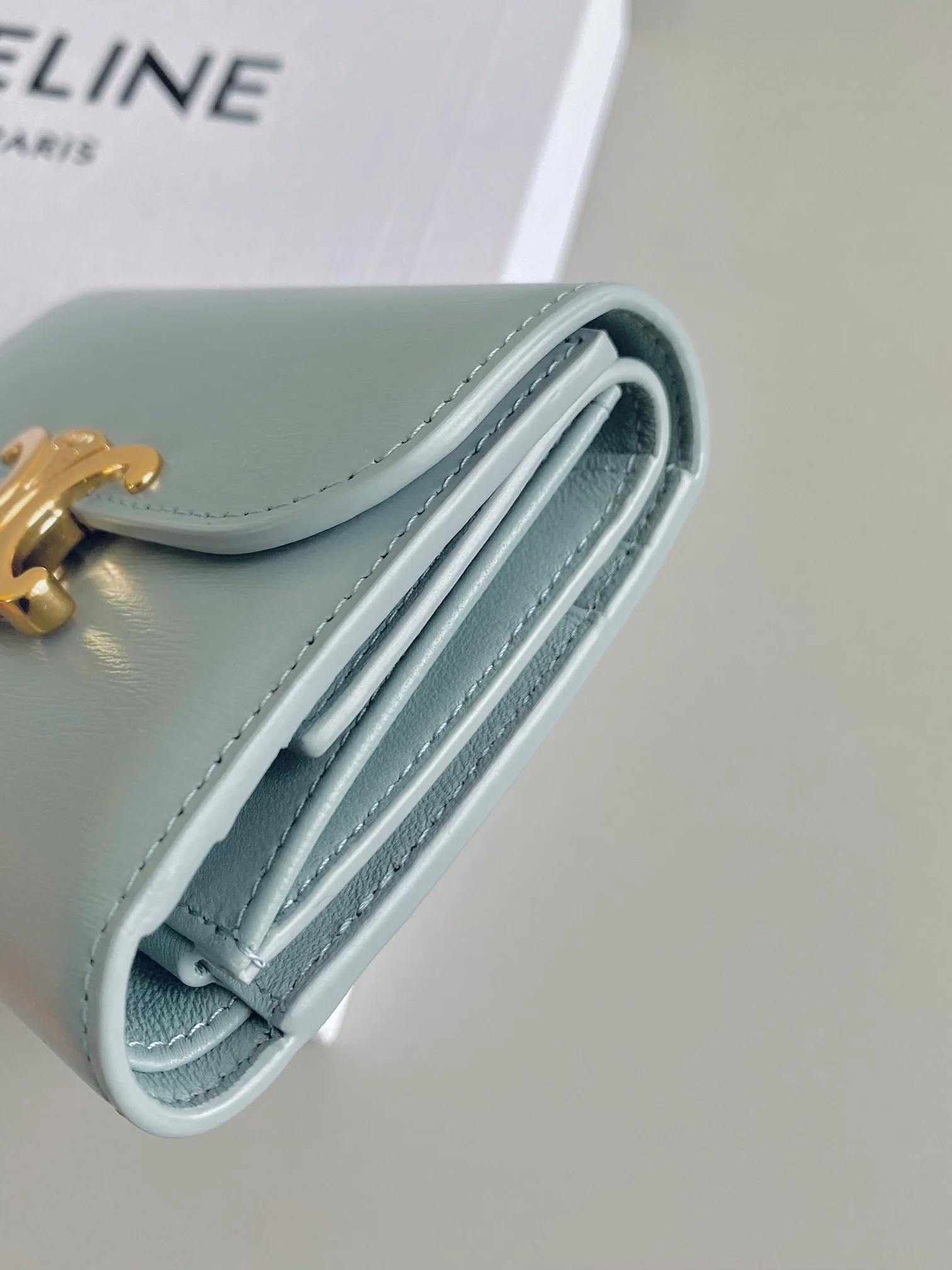 Celine-TRIOMPHE 三折卡包钱包 冰川蓝