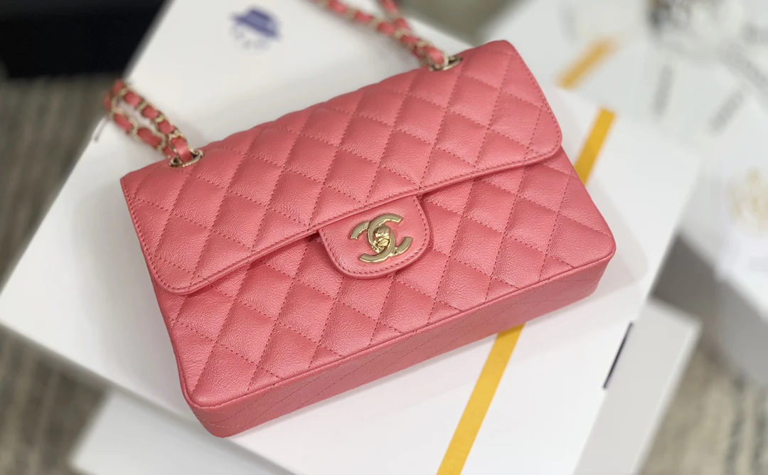 Сумка Chanel Sesame Pattern CF с фурнитурой из розового золота и перламутра - 23 см