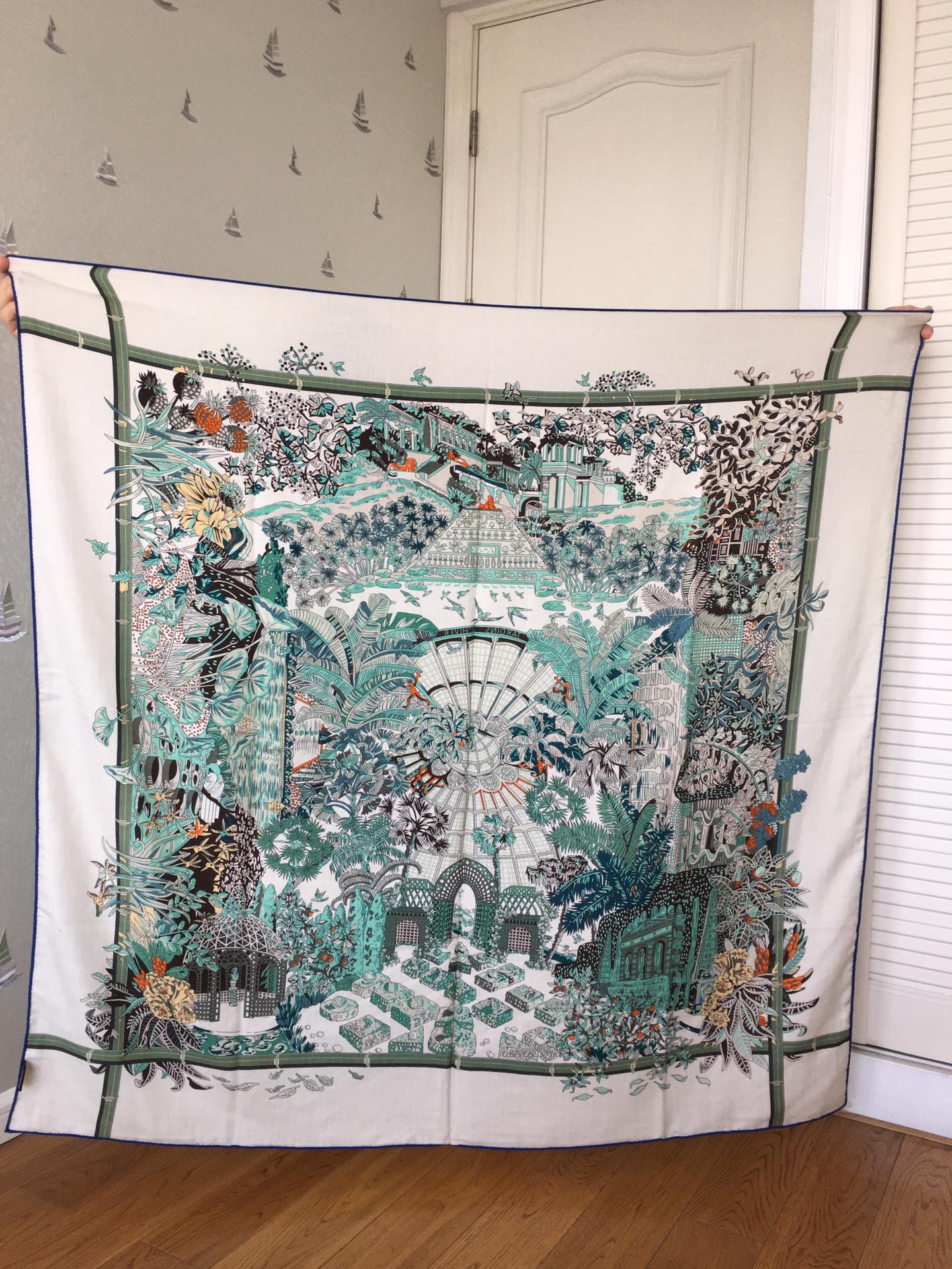 Большой двусторонний шарф Hermes - 140 см - 30 см - Шелк 70 - Шерсть