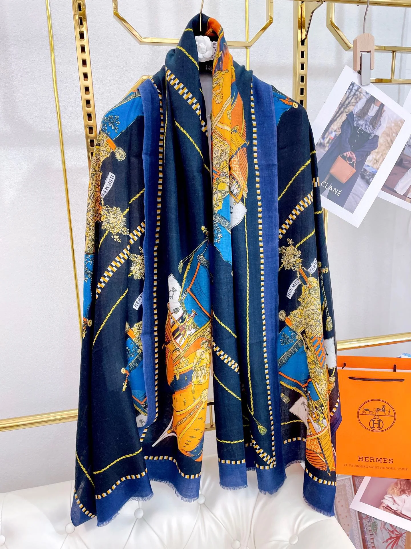 Шарф с эмблемой доспехов Гермеса - 200 см - 100% кашемир