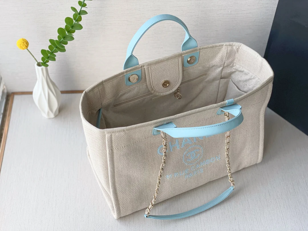 Пляжная сумка Chanel из коллекции Весна/Лето 2022 - Синяя - Большая