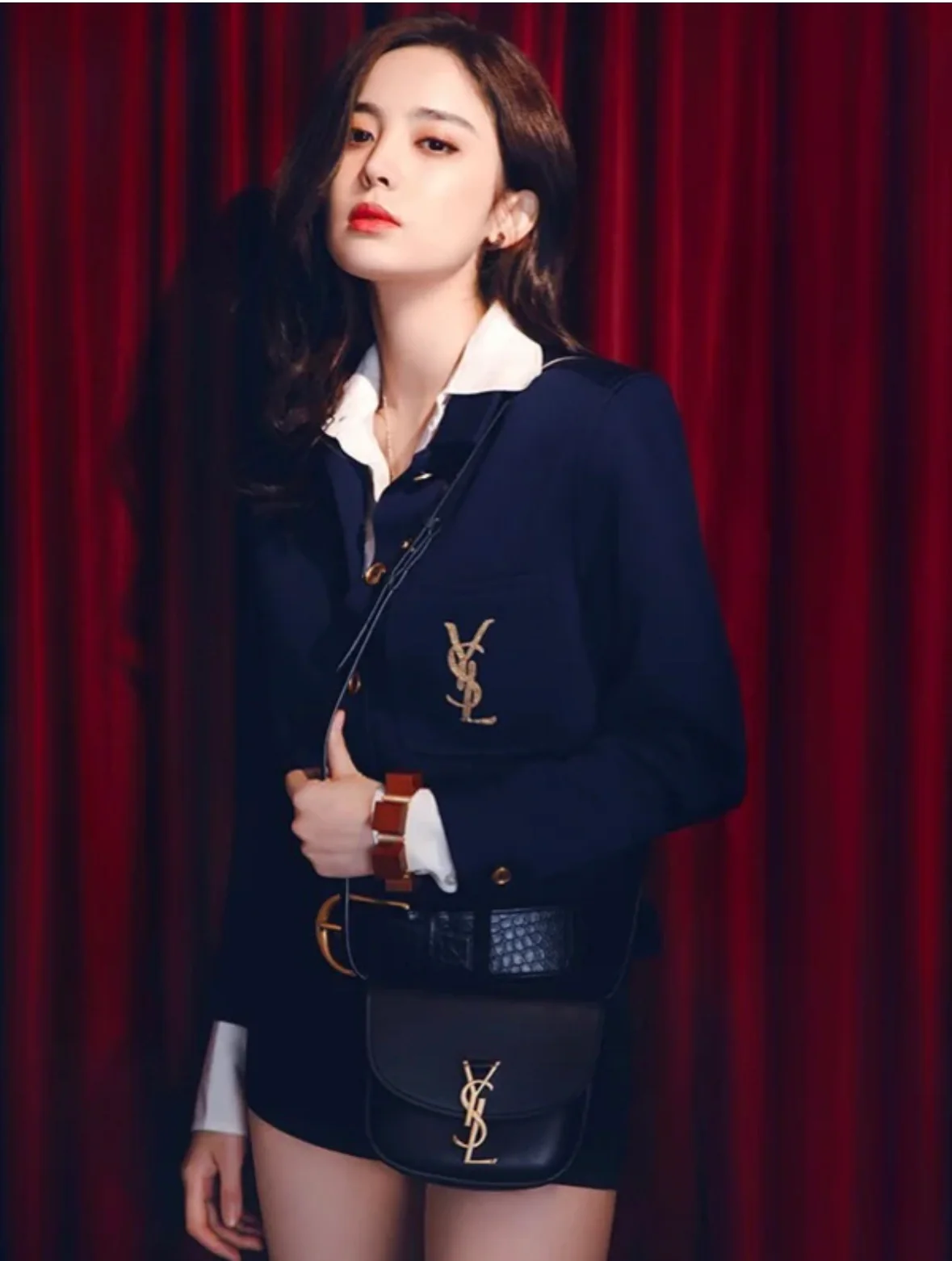 Сумка-седло YSL-Kaia-черная