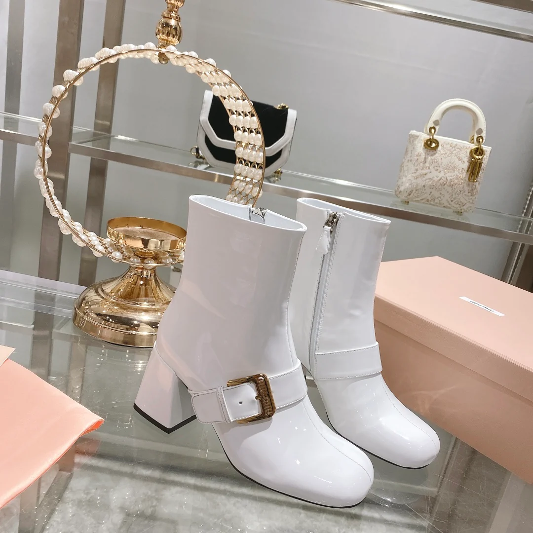 Miu Miu - Ботильоны 22s с застежкой-молнией и металлической пряжкой - 3