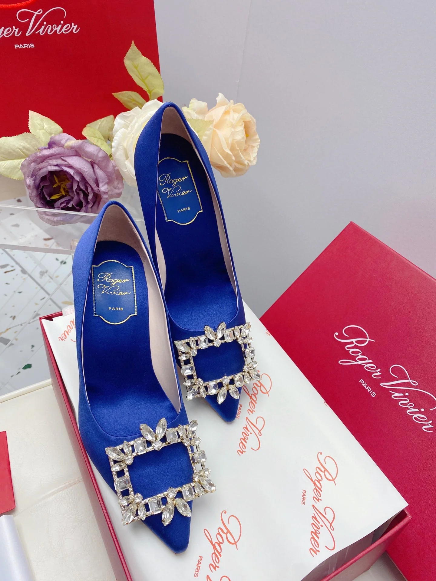 Обувь RV Shoes - Новинка ранней весны 2023 года - Туфли на высоком каблуке с пряжкой в ??виде снежинки - Синие