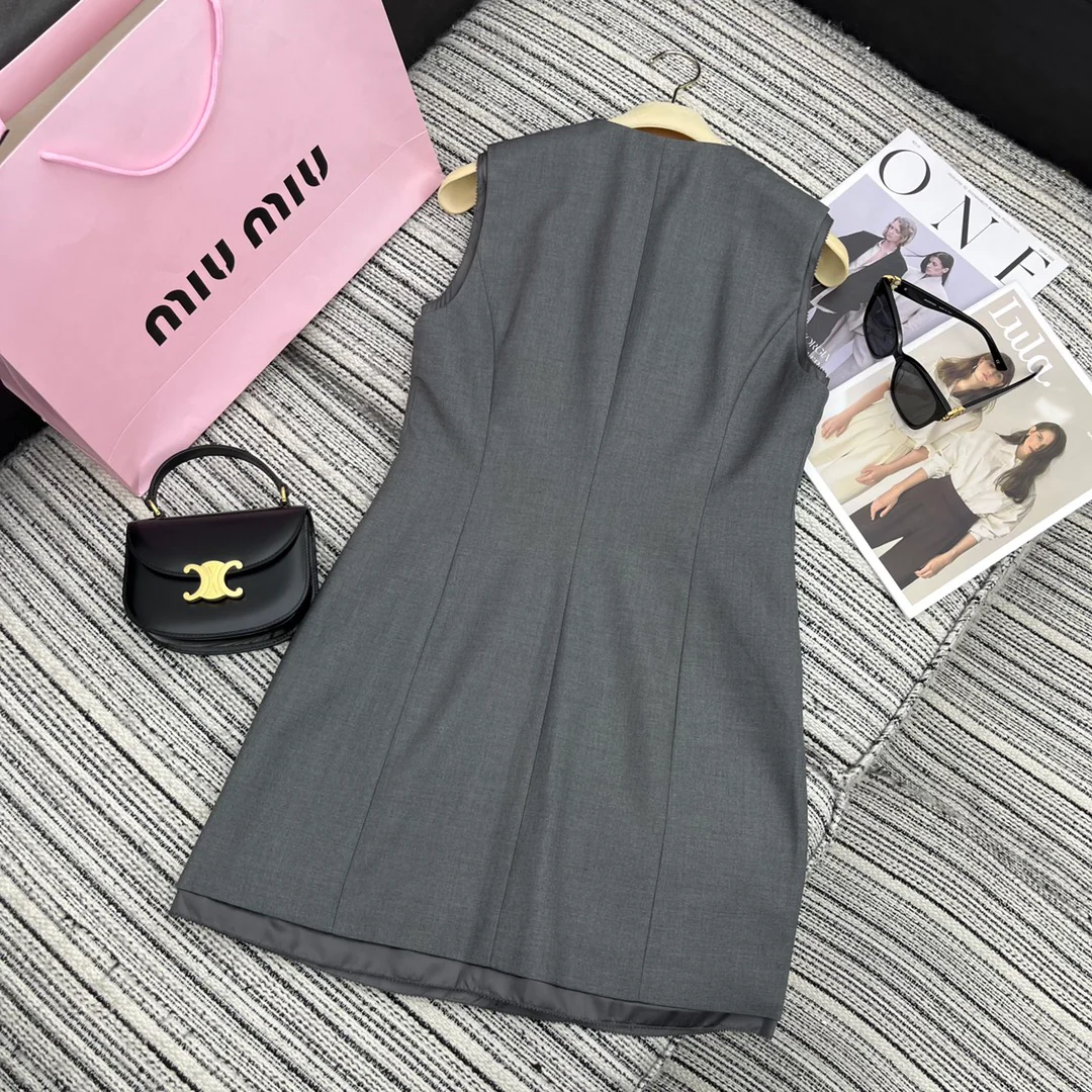 Miu Miu - 2404 - Новое платье-жилет из искусственной ткани, имитирующее жилет - Серый