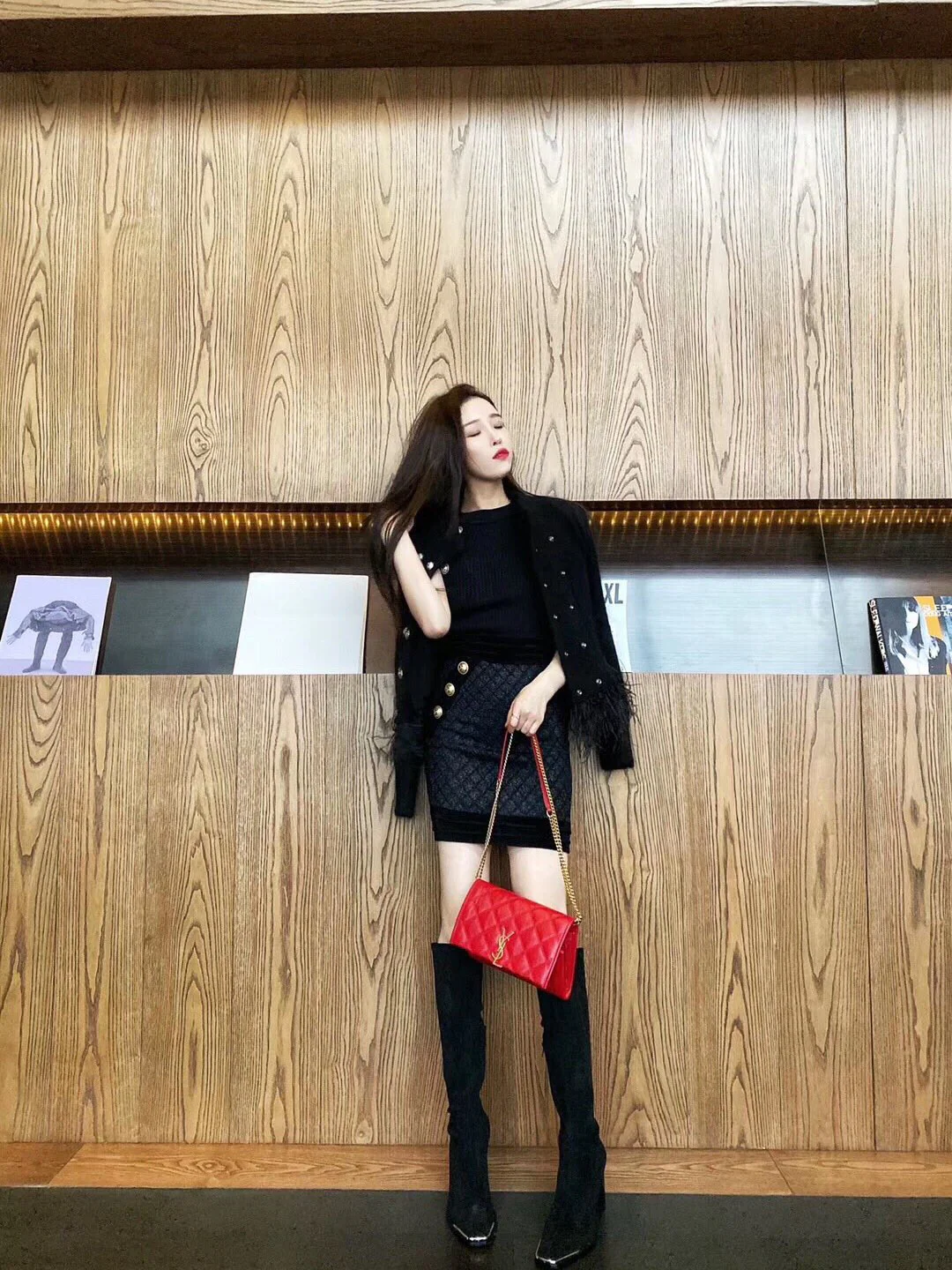 Сумка YSL-Becky из овечьей кожи с ромбовидной стёжкой и цепочкой - 2 шт.