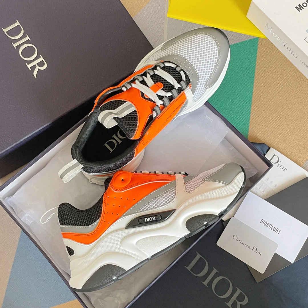 Кроссовки Dior B22 Series - Повседневные - Серо-оранжевые