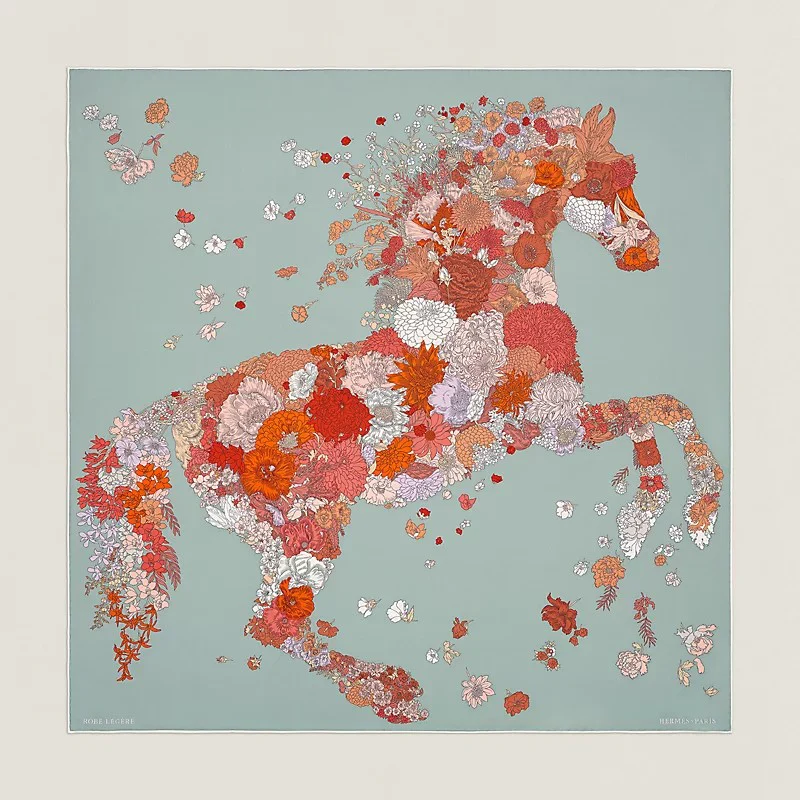 Шелковый шарф Hermes Floral 90 - Запечатанная коробка - 1 шт.