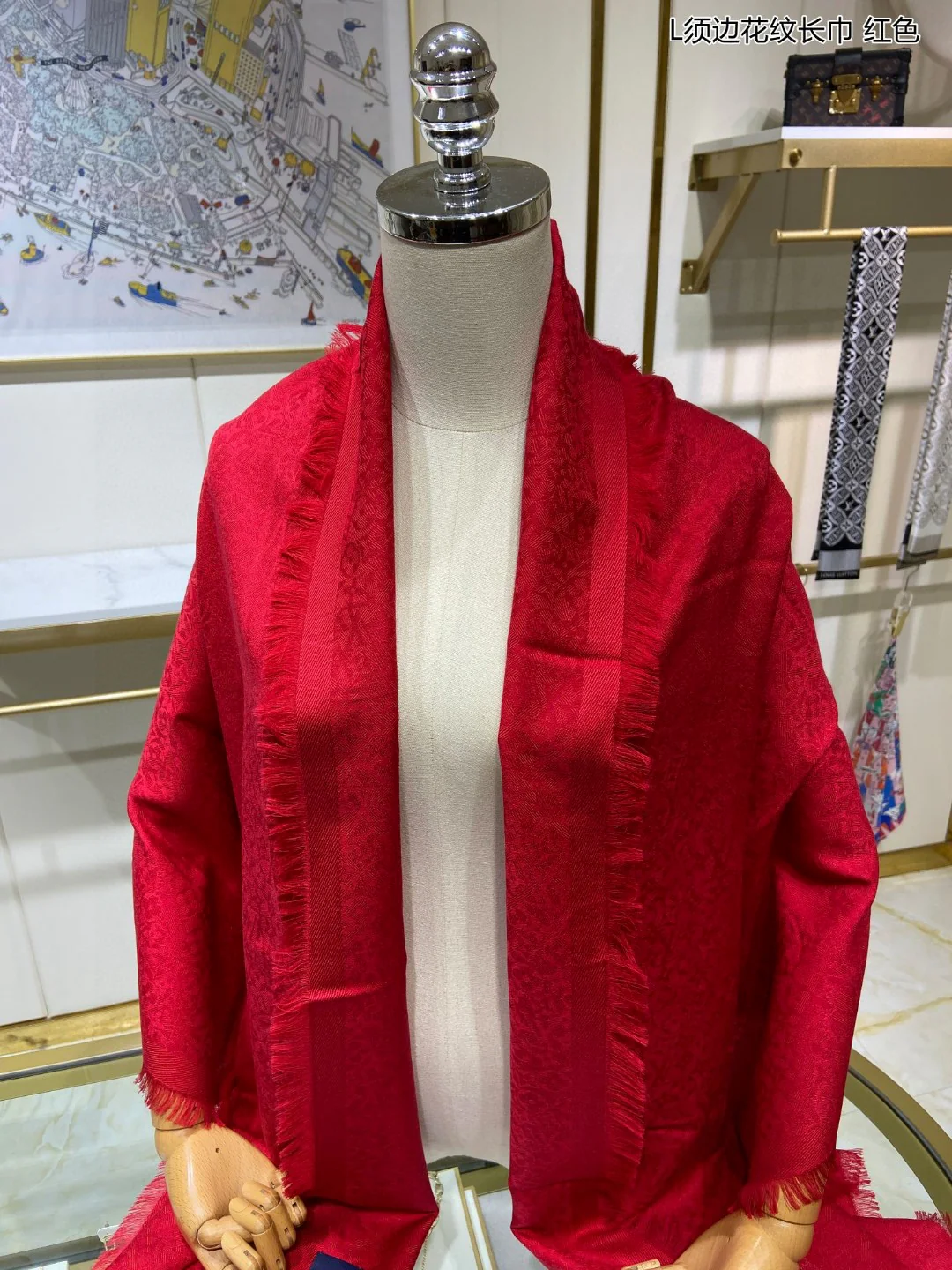 LV - Длинный шарф с бахромой - 60 - Шелк высшего качества - 40 - Шерсть - 1