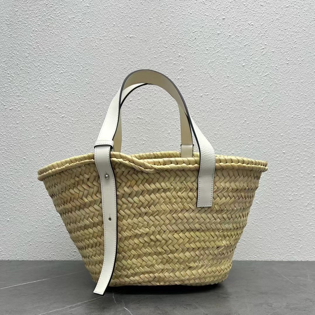 Соломенная сумка Loewe - 40 см - Большая - Кремово-белая