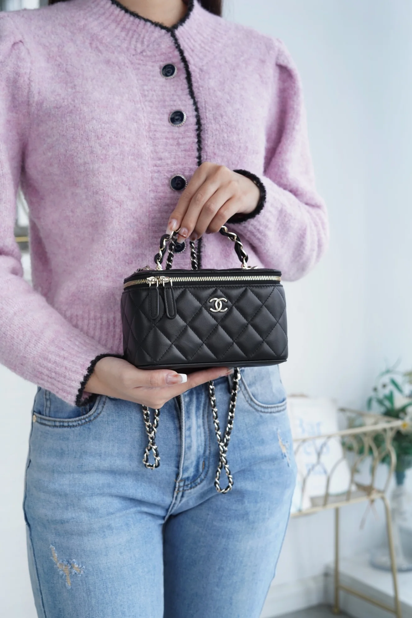 Chanel - Длинная сумка-коробка - Черная