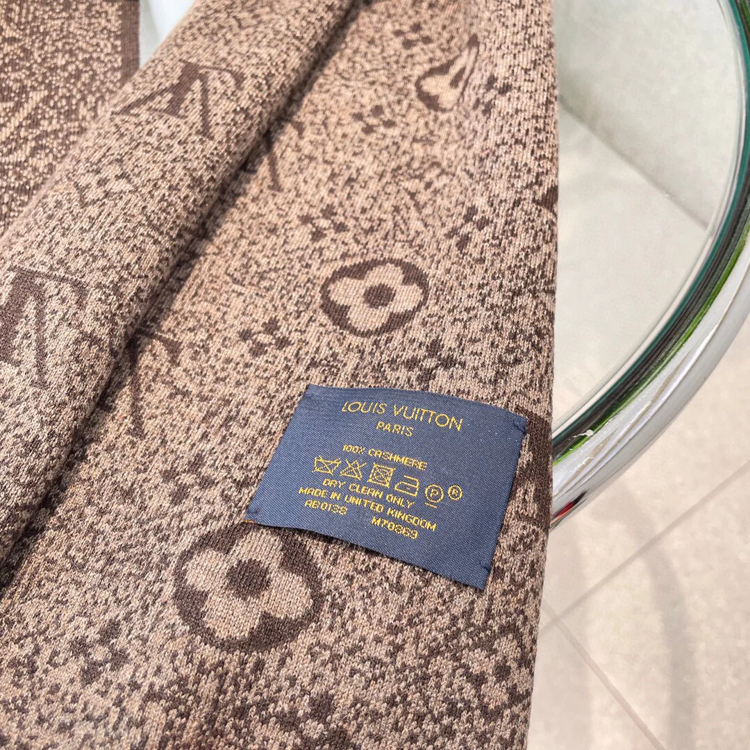 LV - Высококачественный кашемировый шарф - 180 см - 32 см - 100 см - Импортный вязаный кашемир - 1