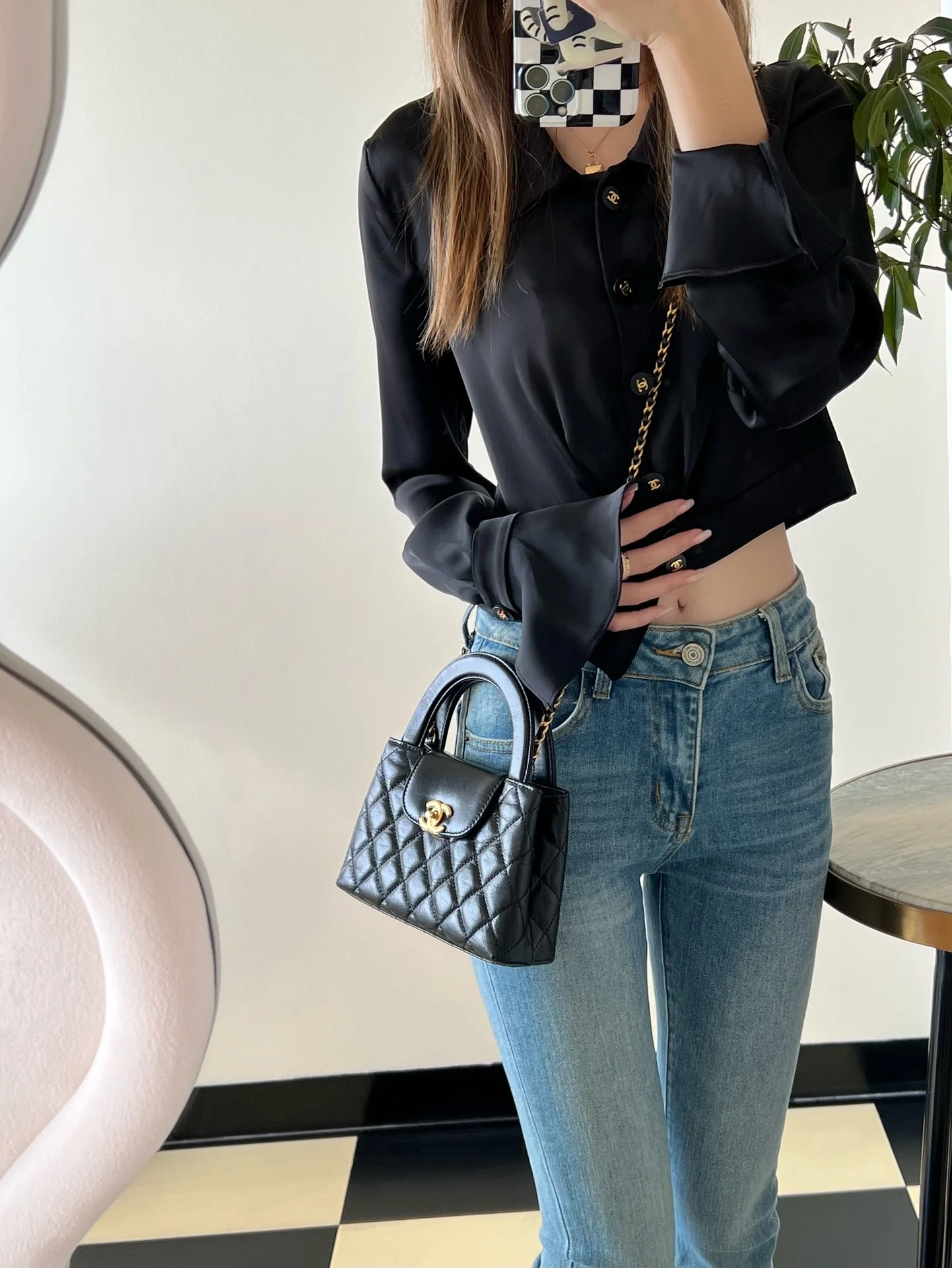 Сумочка Chanel Kelly Chain, большая - черная