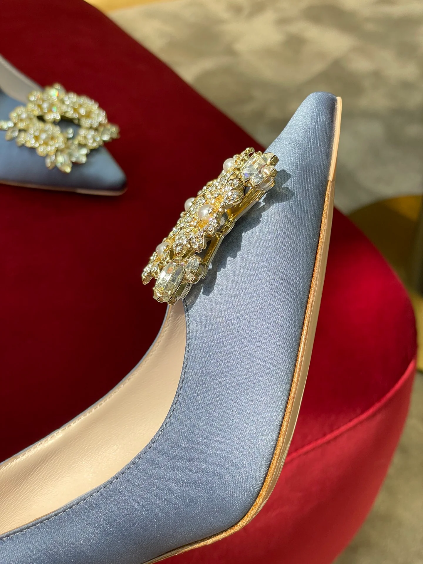 Туфли RV - ручная работа со стразами Swarovski - туфли на высоком каблуке - синие