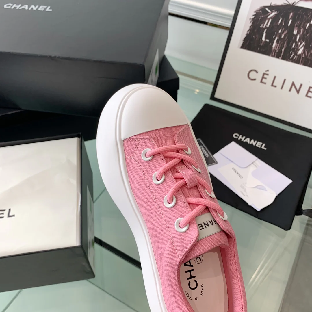 Туфли Chanel 2022 на платформе в форме лампочки - парусиновые туфли - платформа 5 см