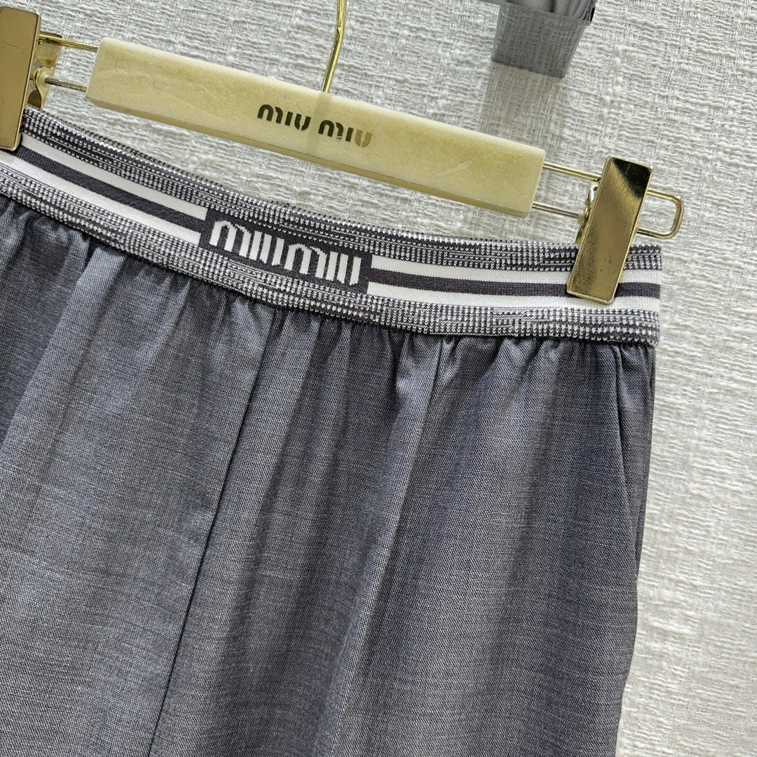 Miu Miu - 2404-24 Новинка ранней весны - Серые прямые брюки с широкими штанинами