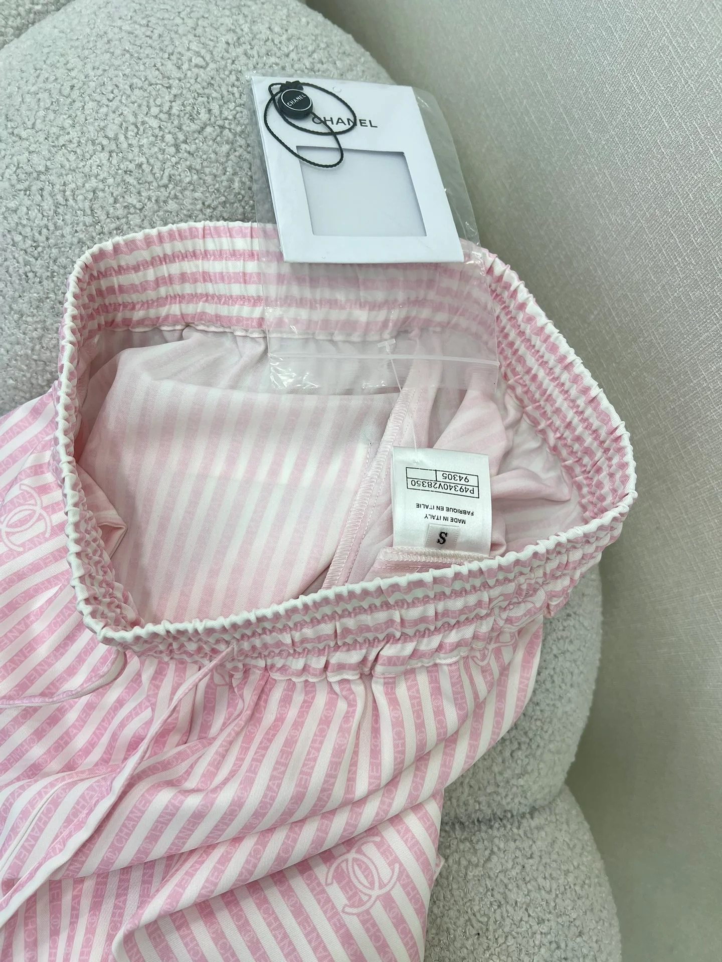 Новые брюки прямого кроя с принтом Chanel 2404 Весна/Лето - Розовые