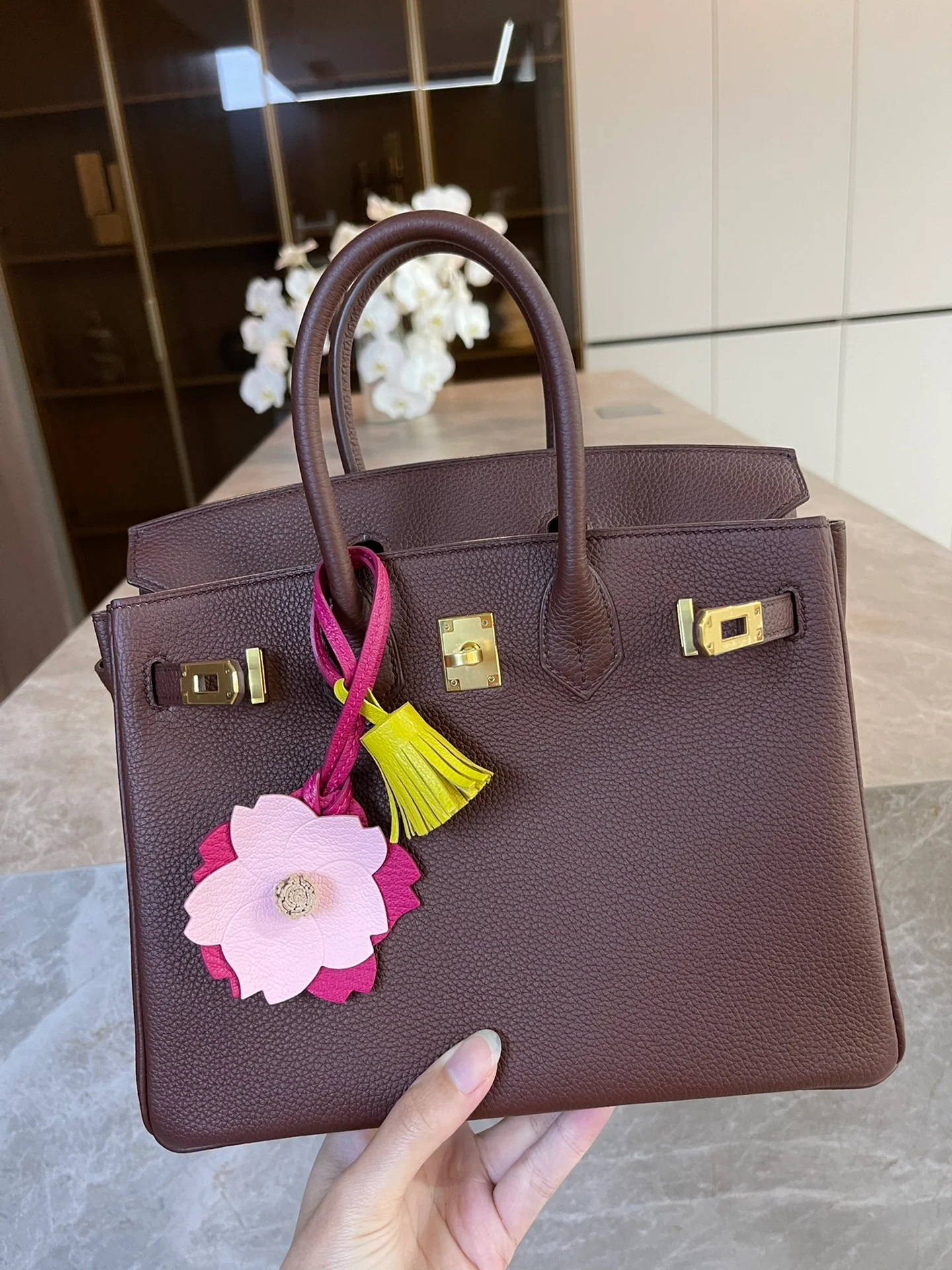 Сумка Hermes Birkin 25 Togo цвета ?Гавана? с золотой пряжкой
