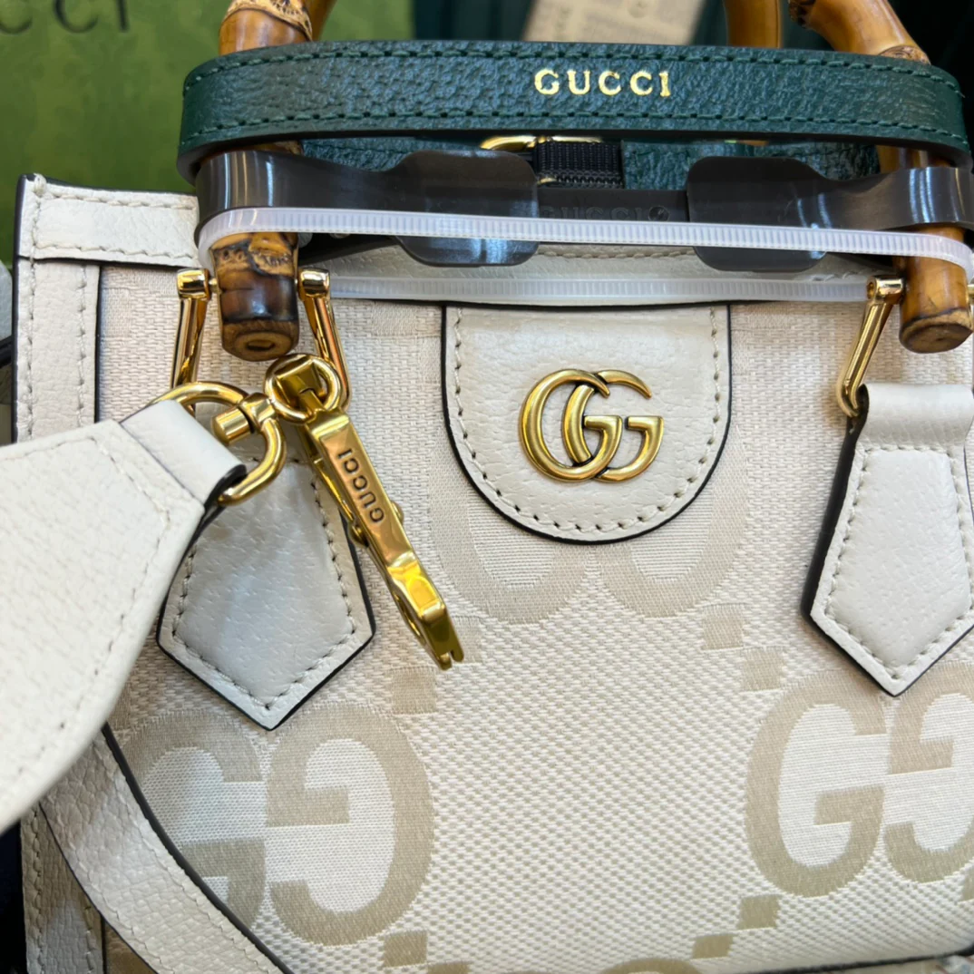 Сумка Gucci из бамбука - 20x16x10 см - белая