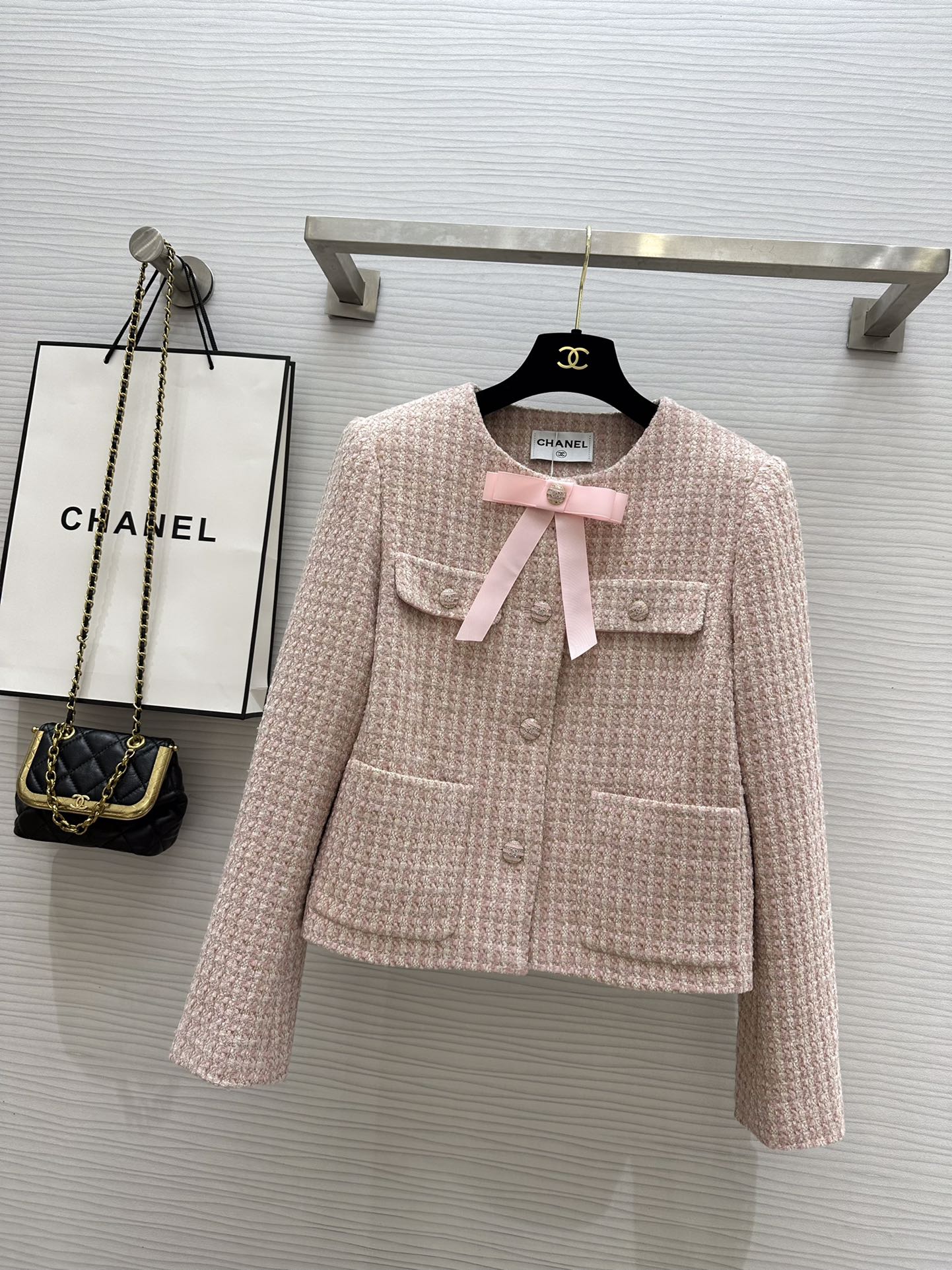 Chanel - 2403-24 Ранняя весна Новый стиль Девичий круглый вырез Классический тканый жакет