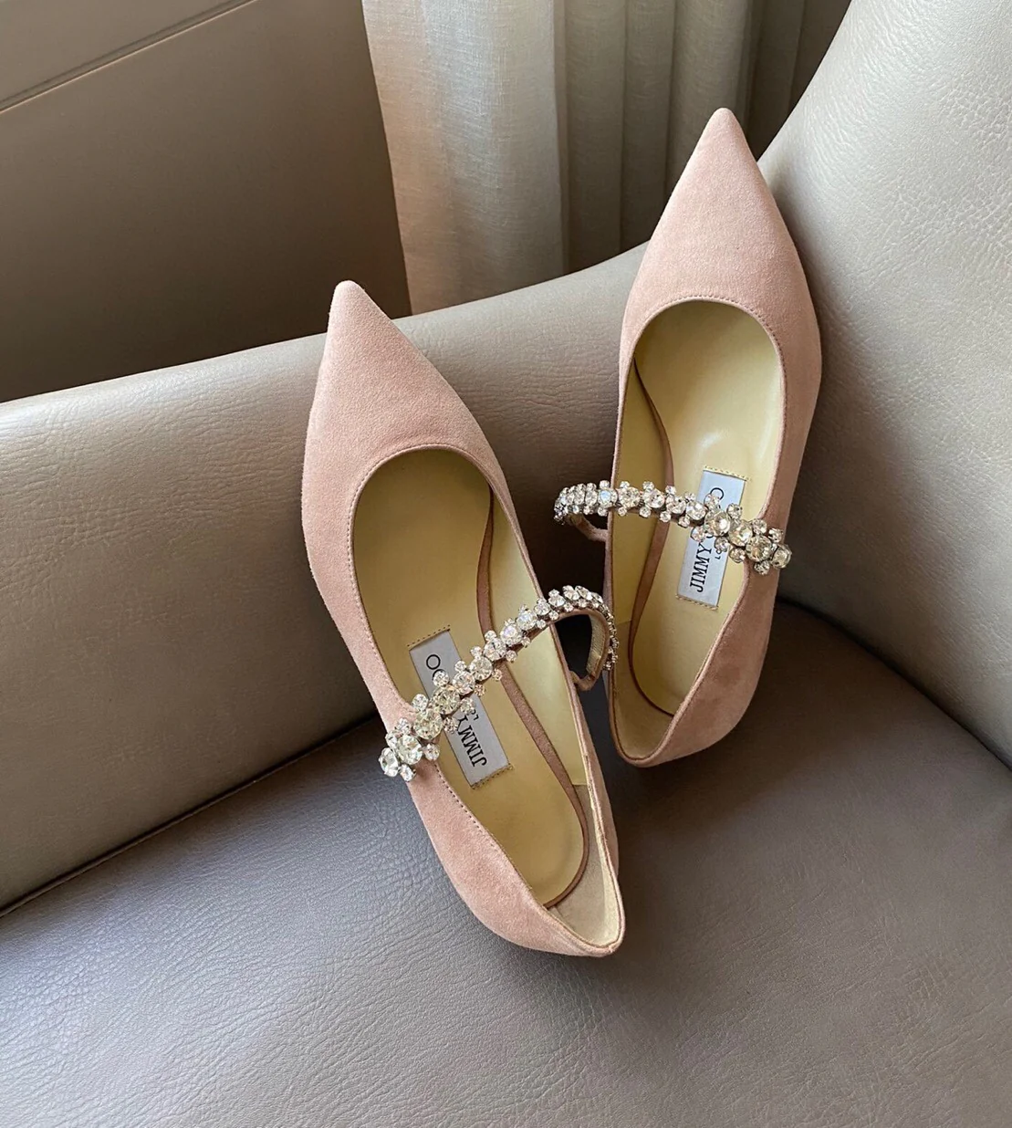 Балетки Jimmy с ремешками и стразами